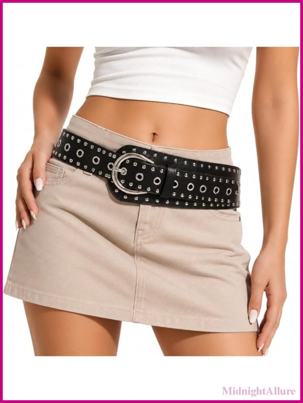 Y2K Studded Belt Chunky PU Leather Festival Rave Punk Goth Western Belt